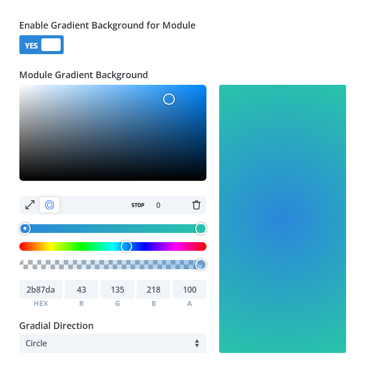 Radial Background Gradient Options